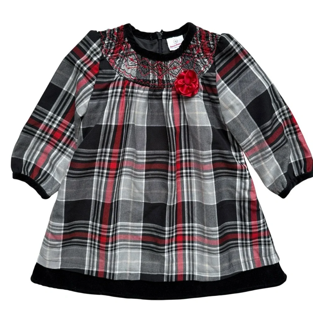 hanna andersson christmas dress Holiday Sweater shimmery tulle skirt adds special detail OEKO Flowers On Cherry Lacquer Long
